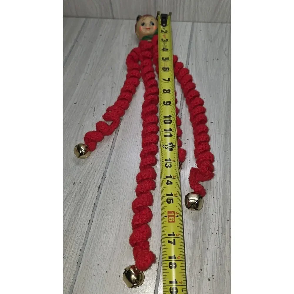 Vintage Handmade 1950s Christmas Elf Door Jingle Bells Holiday Festive Pixie